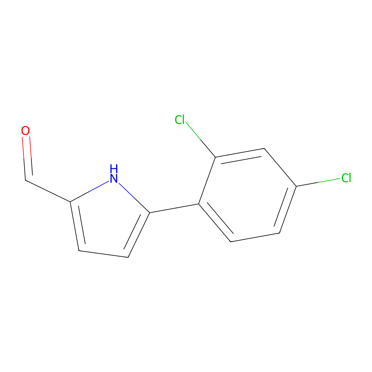 5-(2,4-dichlorophenyl)-1H-pyrrole-2-carbaldehyde molecular structure, CAS 708288-96-4