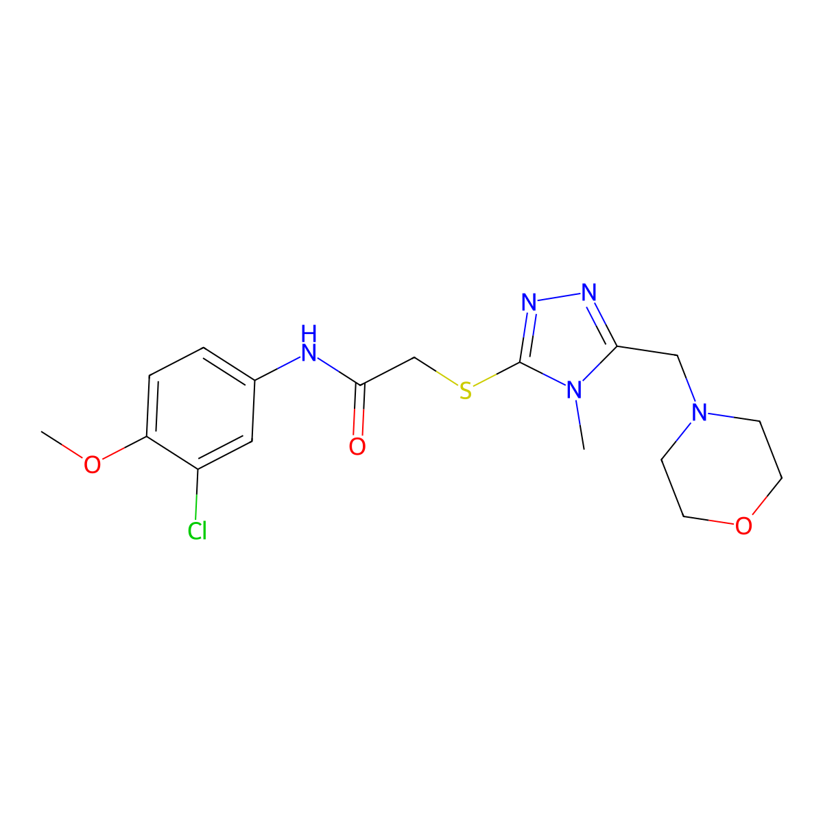 N-(3-chloro-4-methoxyphenyl)-2-[[4-methyl-5-(morpholin-4-ylmethyl)-1,2,4-triazol-3-yl]sulfanyl]acetamide molecular structure, CAS 708289-19-4