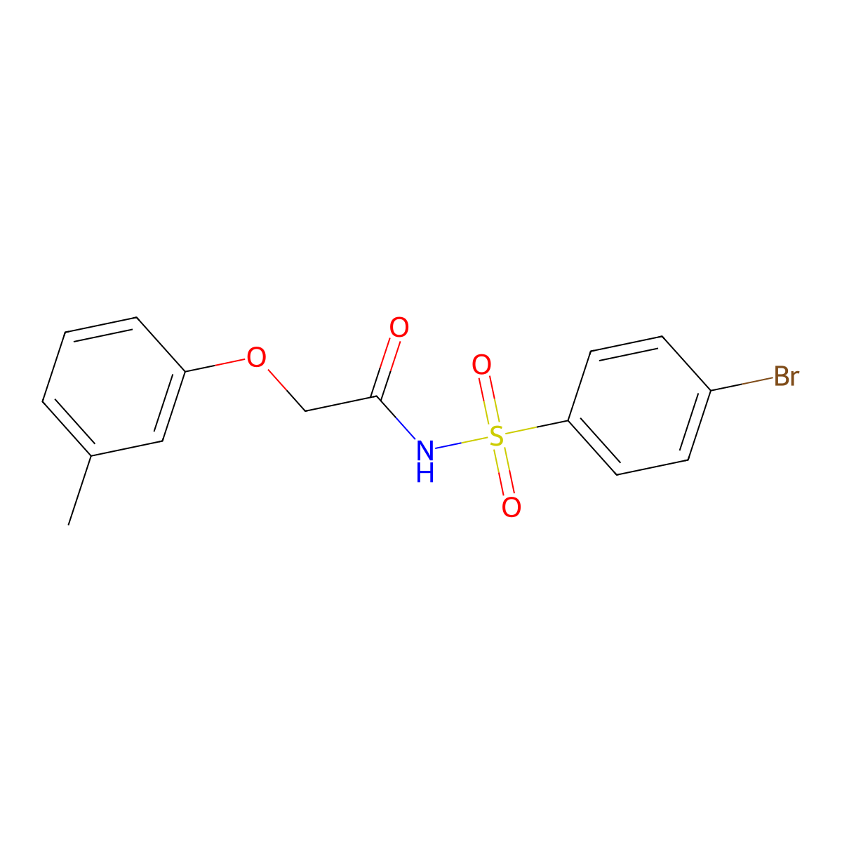 4-bromo-N-[(3-methylphenoxy)acetyl]benzenesulfonamide molecular structure, CAS 708289-50-3