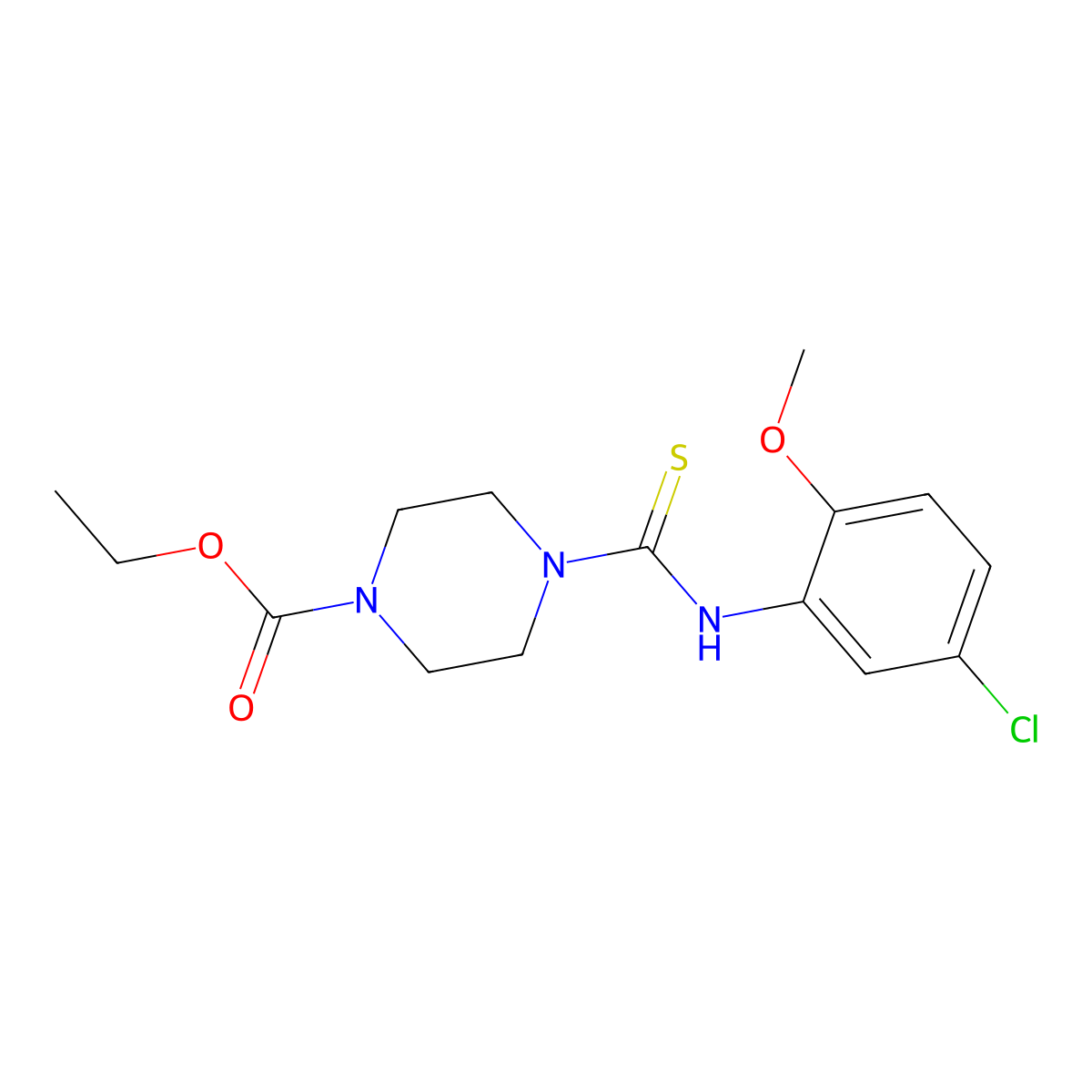 Ethyl 4-[(5-chloro-2-methoxyphenyl)carbamothioyl]piperazine-1-carboxylate molecular structure, CAS 708289-63-8