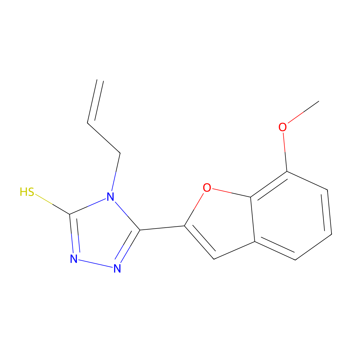 4-Allyl-5-(7-methoxy-benzofuran-2-yl)-4H-[1,2,4]triazole-3-thiol molecular structure, CAS 708289-67-2