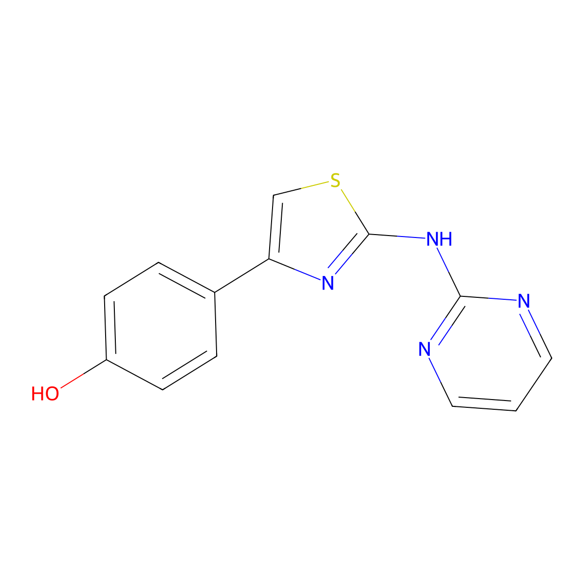4-[2-(Pyrimidin-2-ylamino)-1,3-thiazol-4-yl]phenol molecular structure, CAS 708289-74-1