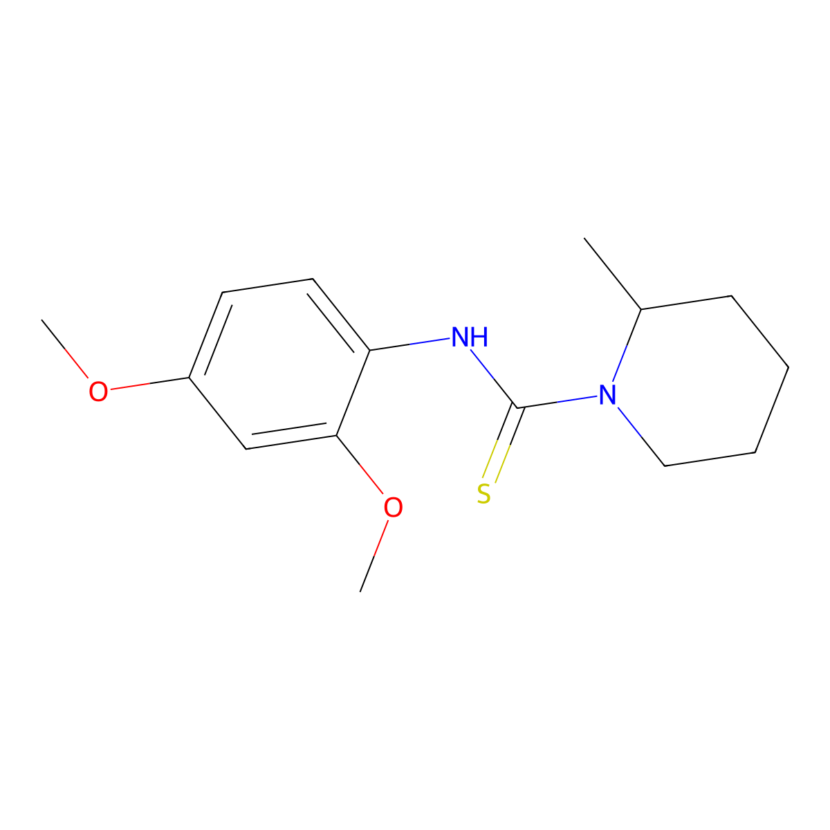 N-(2,4-dimethoxyphenyl)-2-methylpiperidine-1-carbothioamide molecular structure, CAS 708289-82-1