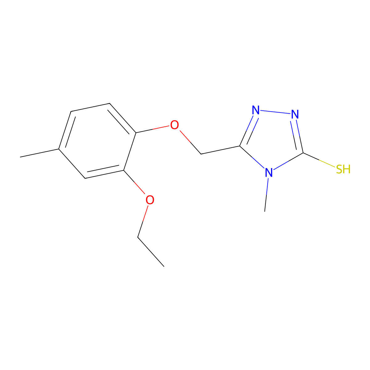 5-(2-Ethoxy-4-methyl-phenoxymethyl)-4-methyl-4H-[1,2,4]triazole-3-thiol molecular structure, CAS 708289-94-5