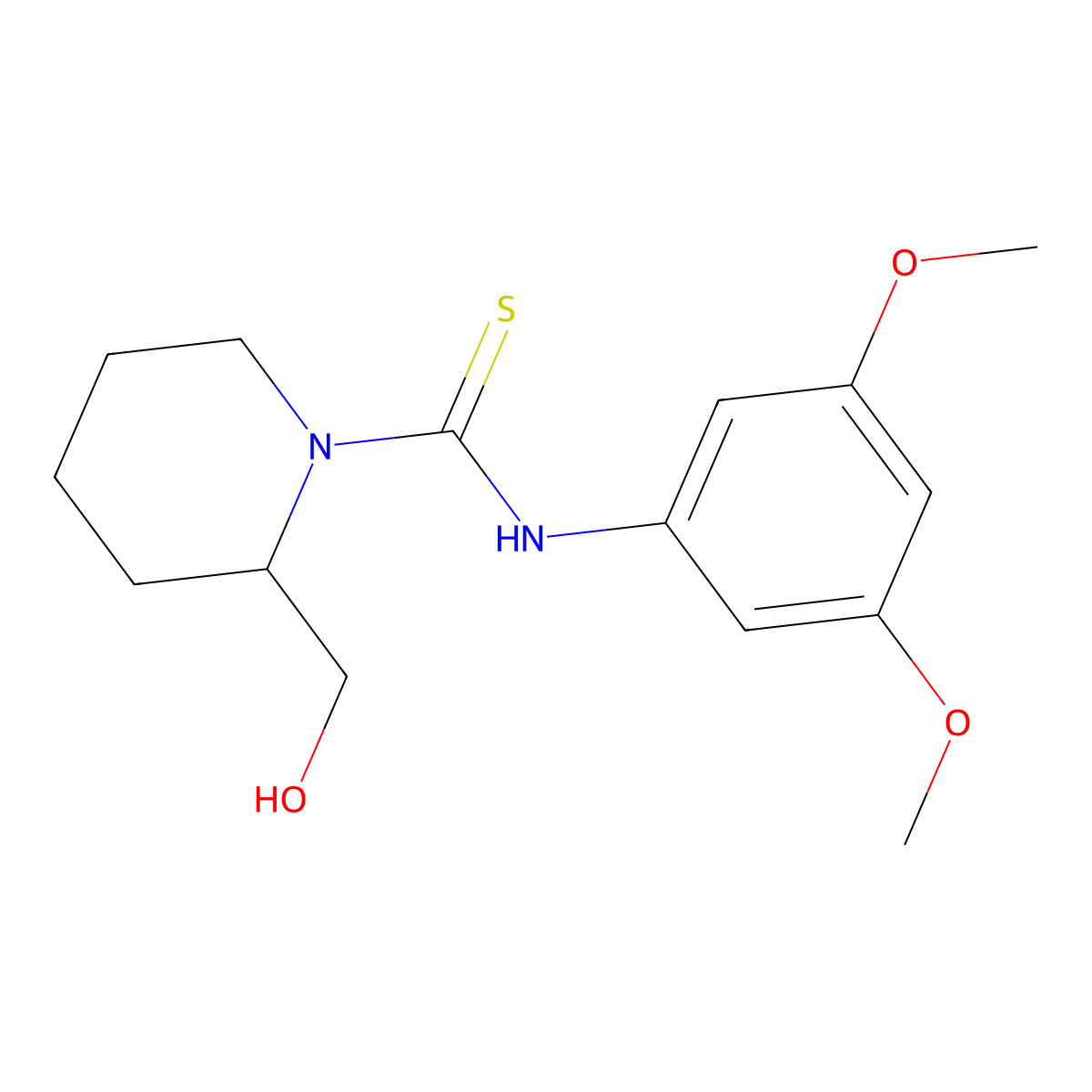 N-(3,5-dimethoxyphenyl)-2-(hydroxymethyl)piperidine-1-carbothioamide molecular structure, CAS 708290-10-2