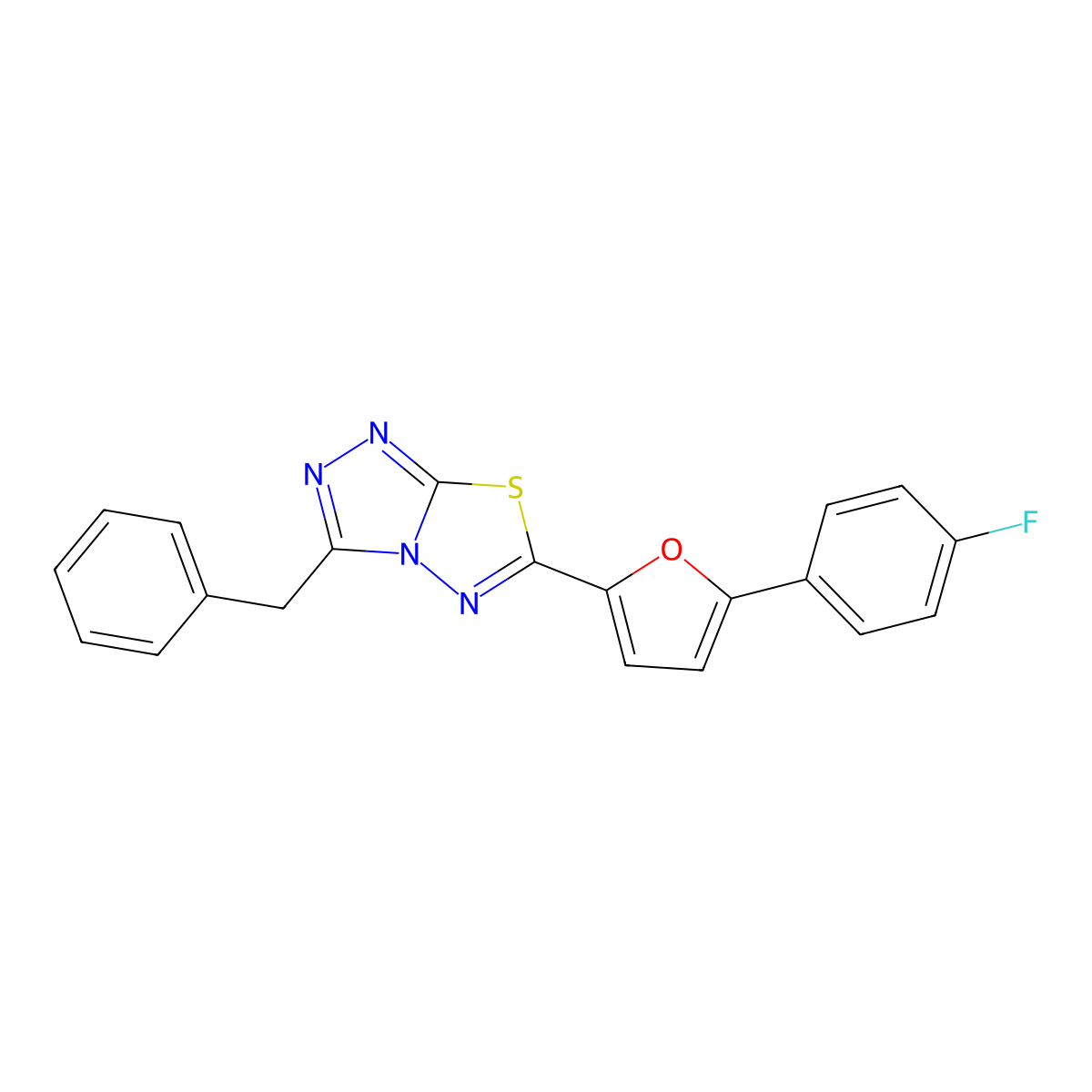 3-Benzyl-6-[5-(4-fluorophenyl)furan-2-yl]-[1,2,4]triazolo[3,4-b][1,3,4]thiadiazole molecular structure, CAS 708290-16-8