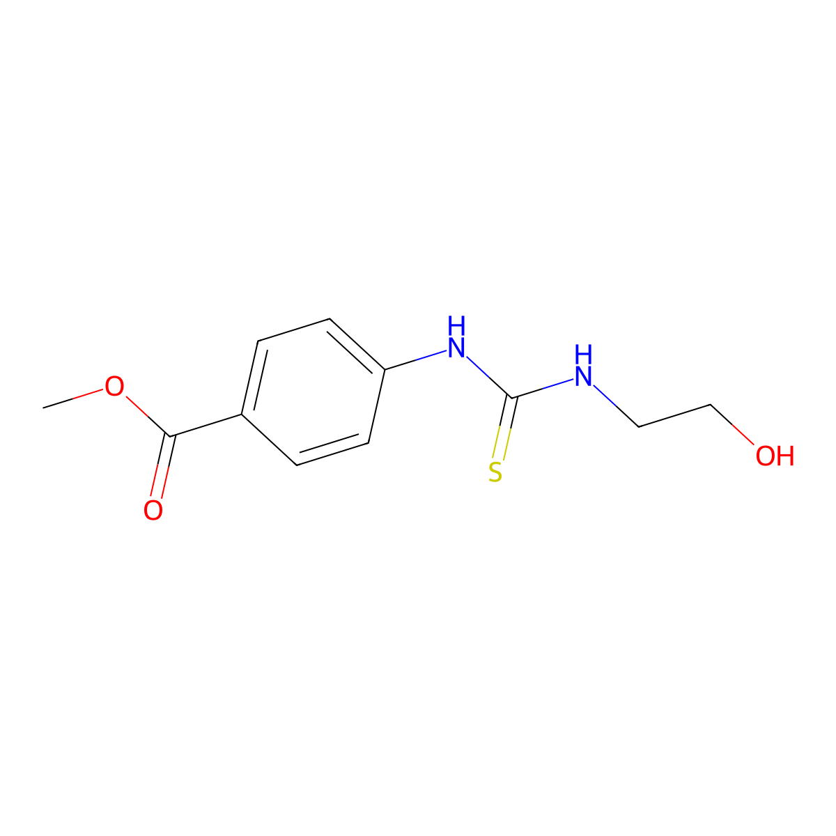 Methyl 4-{[(2-hydroxyethyl)carbamothioyl]amino}benzoate molecular structure, CAS 708290-28-2
