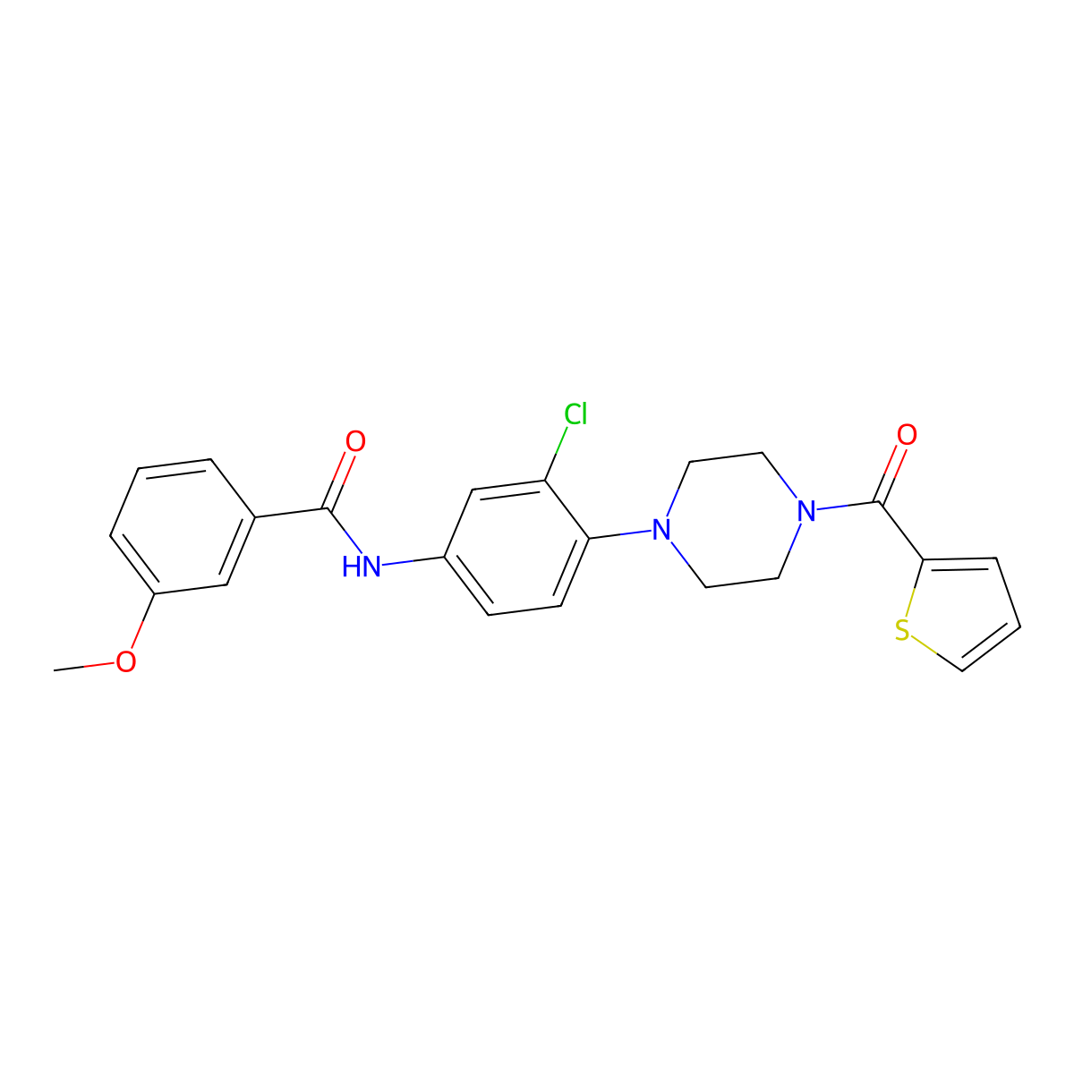 N-[3-chloro-4-[4-(thiophene-2-carbonyl)piperazin-1-yl]phenyl]-3-methoxybenzamide molecular structure, CAS 708290-29-3