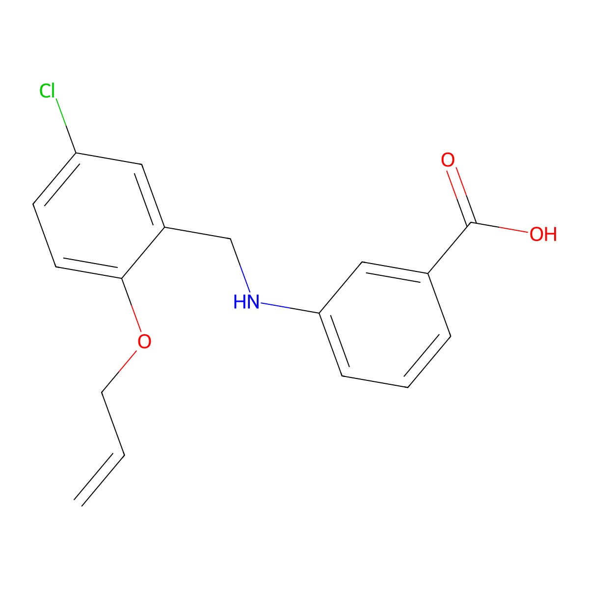 3-{[2-(Allyloxy)-5-chlorobenzyl]amino}benzoic acid molecular structure, CAS 708290-36-2
