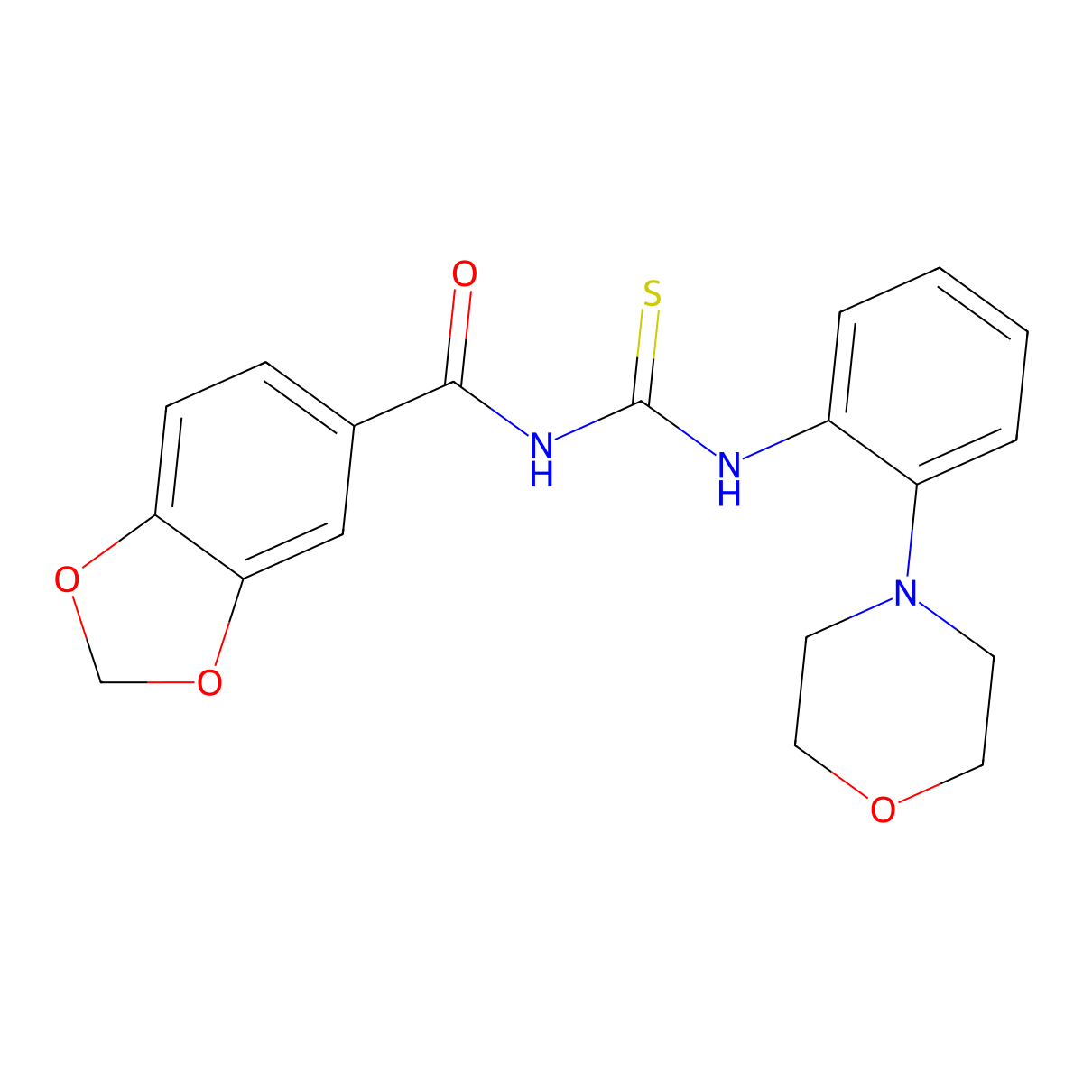 N-[(2-morpholin-4-ylphenyl)carbamothioyl]-1,3-benzodioxole-5-carboxamide molecular structure, CAS 708290-63-5