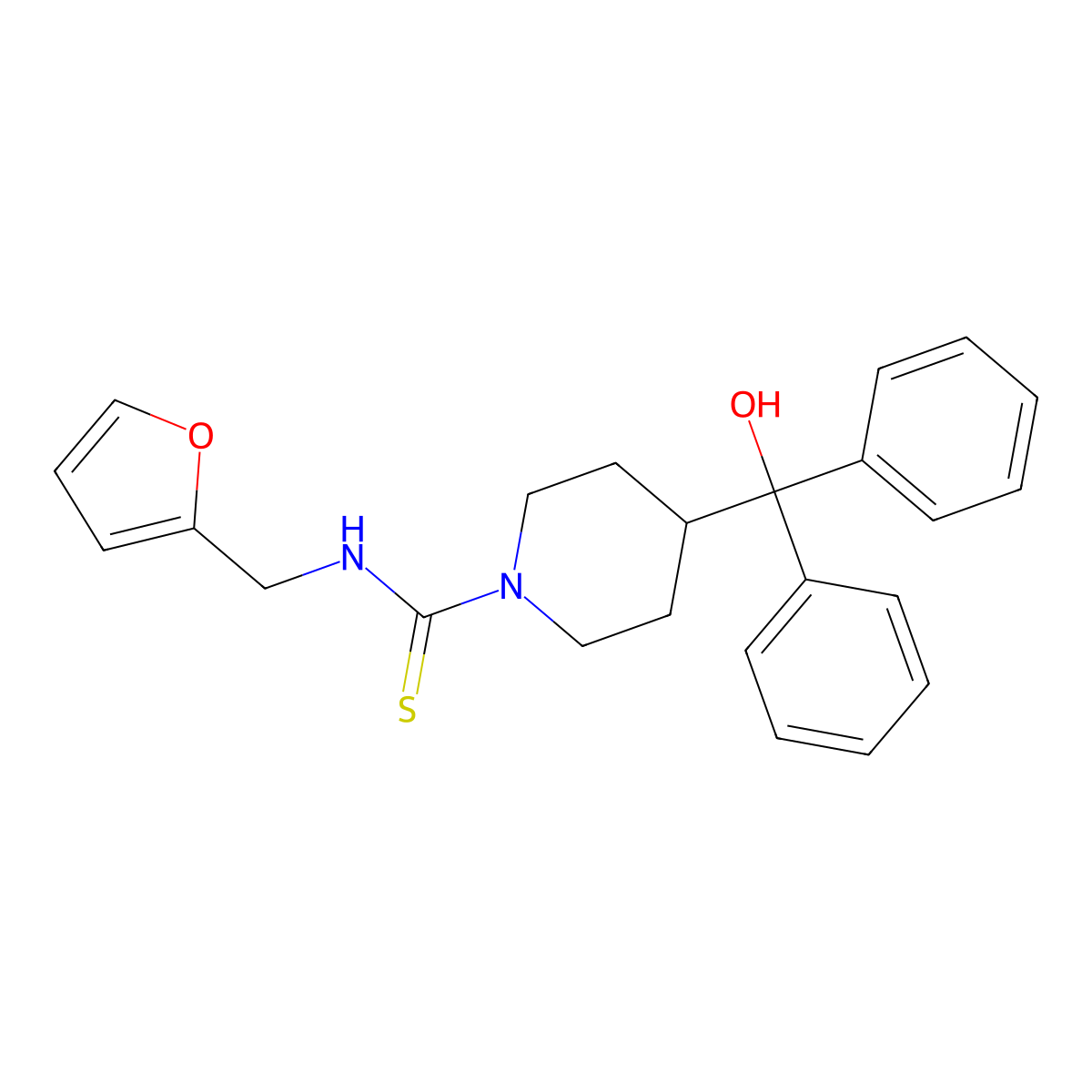 N-(furan-2-ylmethyl)-4-[hydroxy(diphenyl)methyl]piperidine-1-carbothioamide molecular structure, CAS 708290-68-0