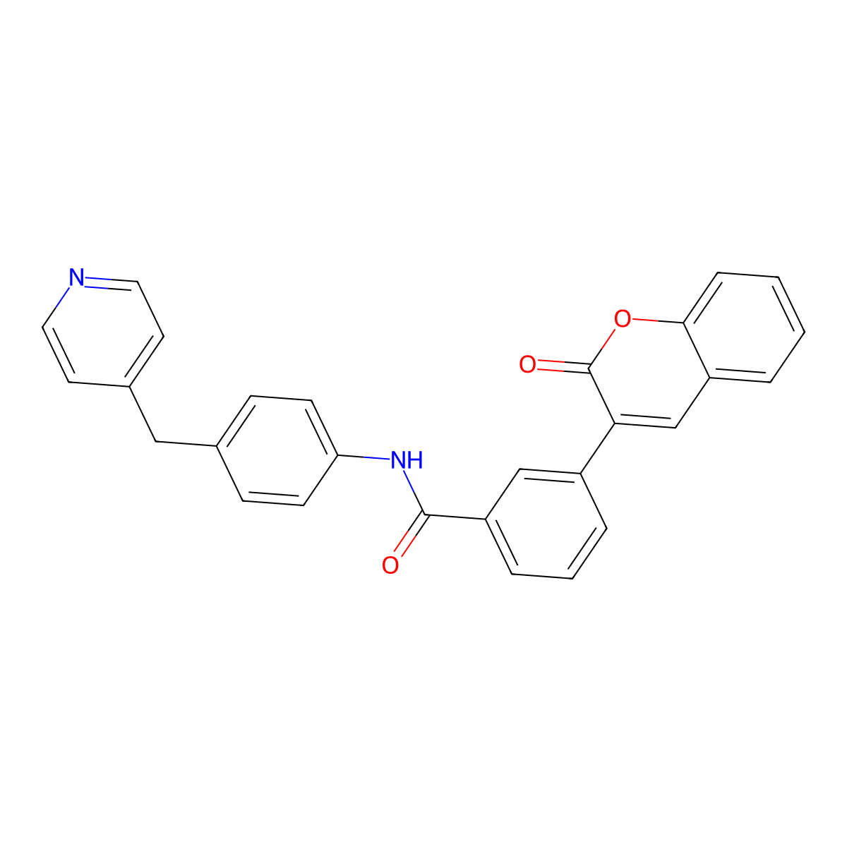 3-(2-oxochromen-3-yl)-N-[4-(pyridin-4-ylmethyl)phenyl]benzamide molecular structure, CAS 708290-78-2