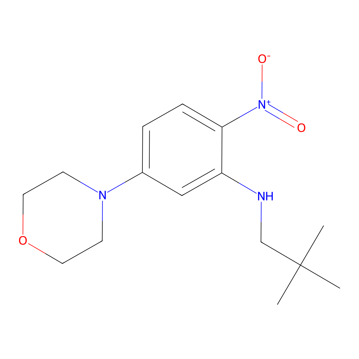 N-(2,2-dimethylpropyl)-5-morpholin-4-yl-2-nitroaniline molecular structure, CAS 708291-11-6