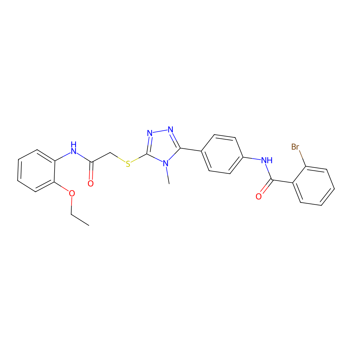 2-bromo-N-[4-[5-[2-(2-ethoxyanilino)-2-oxoethyl]sulfanyl-4-methyl-1,2,4-triazol-3-yl]phenyl]benzamide molecular structure, CAS 708291-21-8