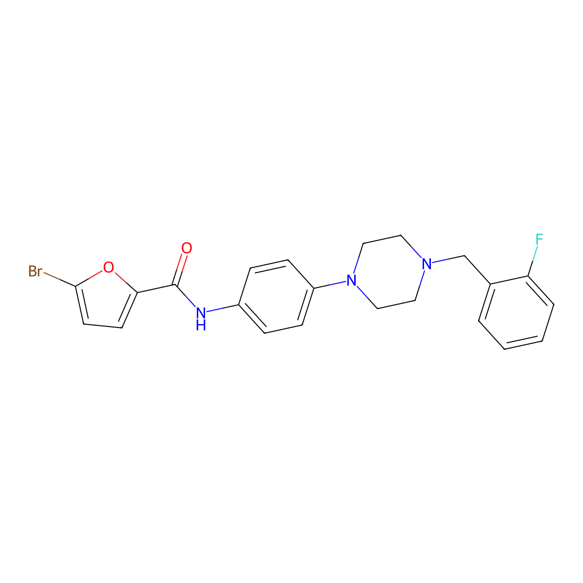5-bromo-N-[4-[4-[(2-fluorophenyl)methyl]piperazin-1-yl]phenyl]furan-2-carboxamide molecular structure, CAS 708291-60-5