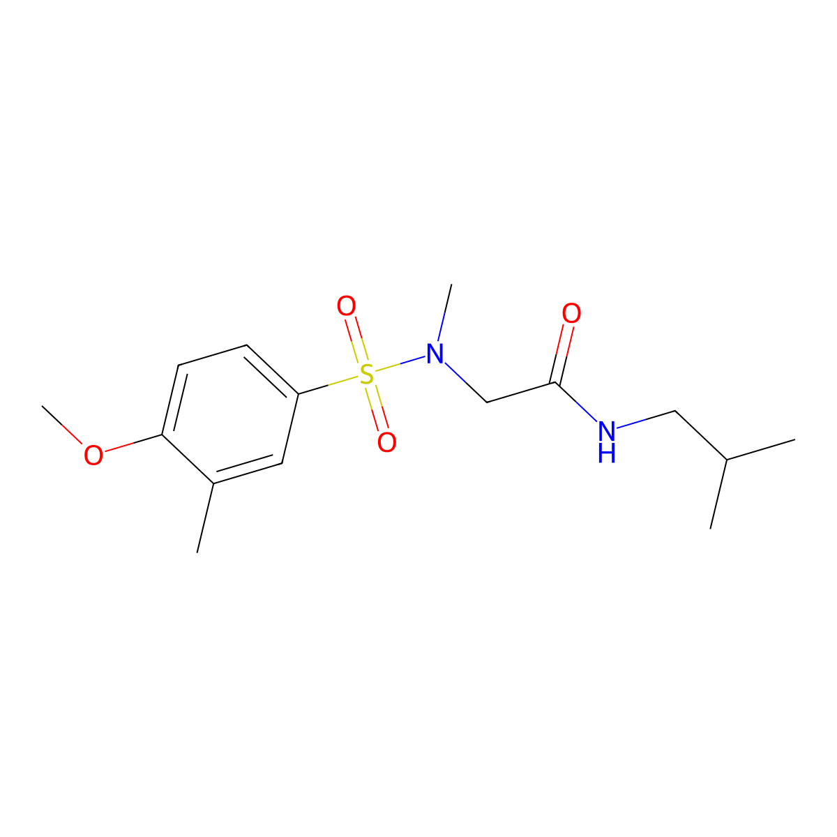 2-[(4-methoxy-3-methylphenyl)sulfonyl-methylamino]-N-(2-methylpropyl)acetamide molecular structure, CAS 708291-75-2