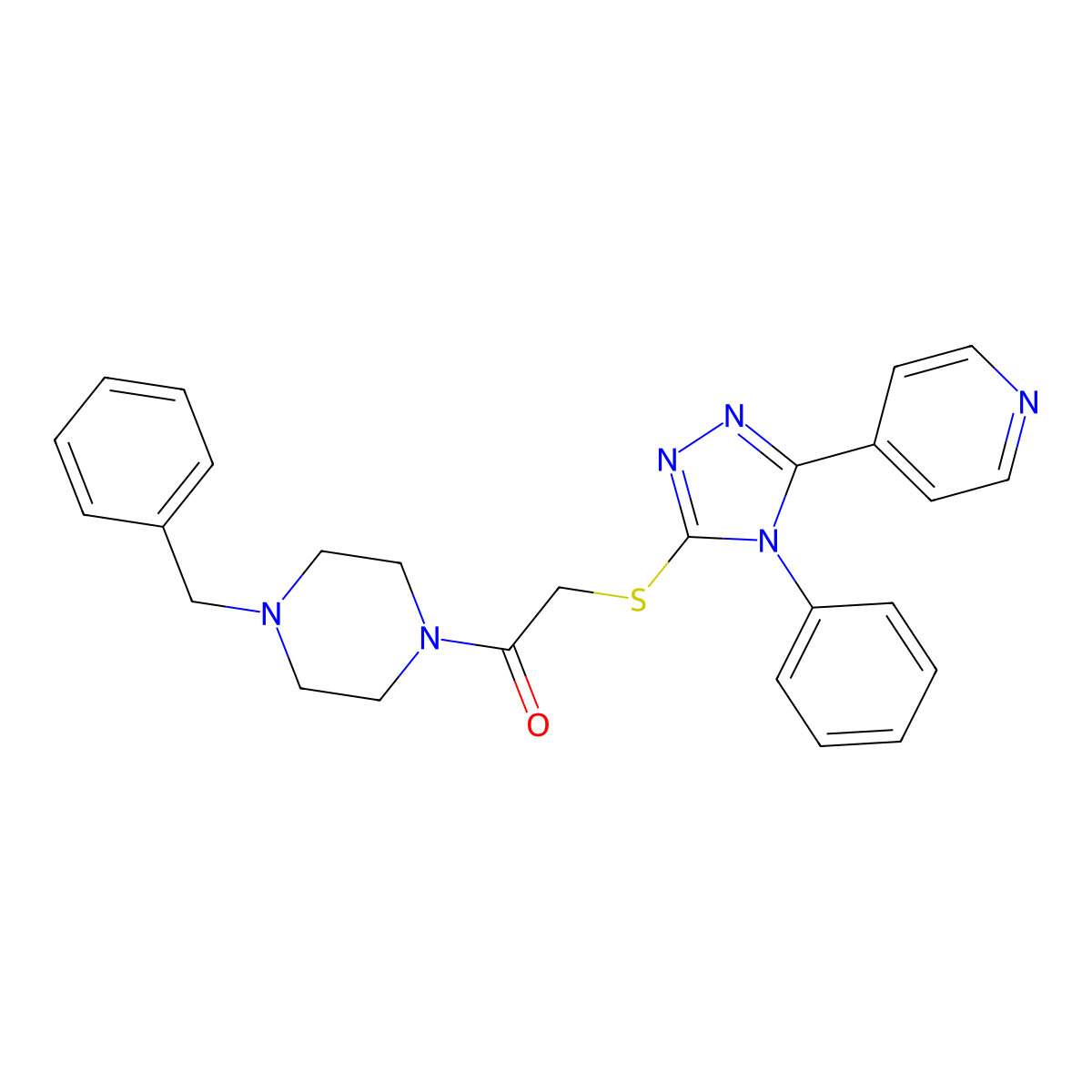 1-(4-Benzylpiperazin-1-yl)-2-[(4-phenyl-5-pyridin-4-yl-1,2,4-triazol-3-yl)sulfanyl]ethanone molecular structure, CAS 708291-76-3