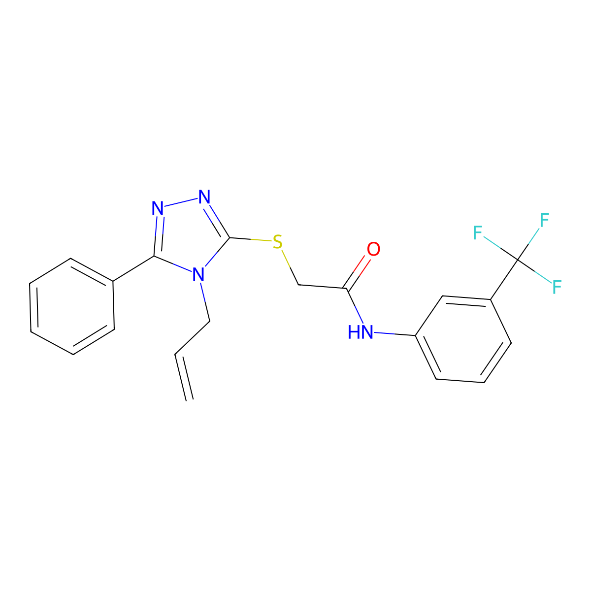 2-[(5-phenyl-4-prop-2-enyl-1,2,4-triazol-3-yl)sulfanyl]-N-[3-(trifluoromethyl)phenyl]acetamide molecular structure, CAS 708291-78-5