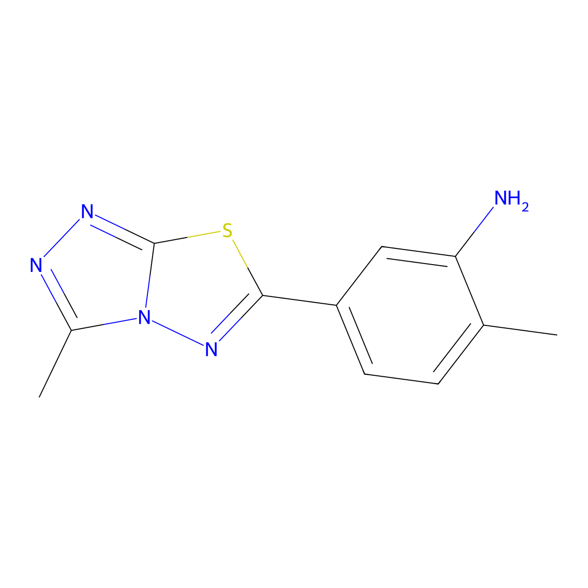2-Methyl-5-(3-methyl[1,2,4]triazolo[3,4-b][1,3,4]thiadiazol-6-yl)aniline molecular structure, CAS 708291-98-9