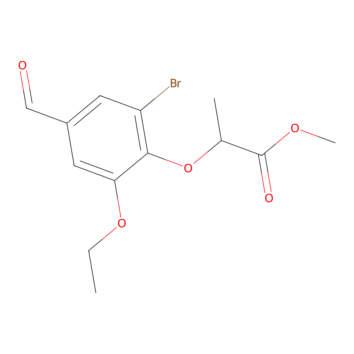 Methyl 2-(2-bromo-6-ethoxy-4-formylphenoxy)propanoate molecular structure, CAS 708292-18-6