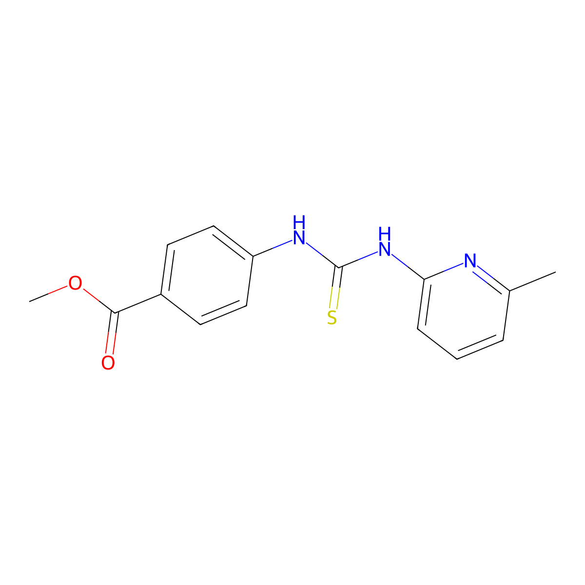 Methyl 4-{[(6-methylpyridin-2-yl)carbamothioyl]amino}benzoate molecular structure, CAS 708292-24-4