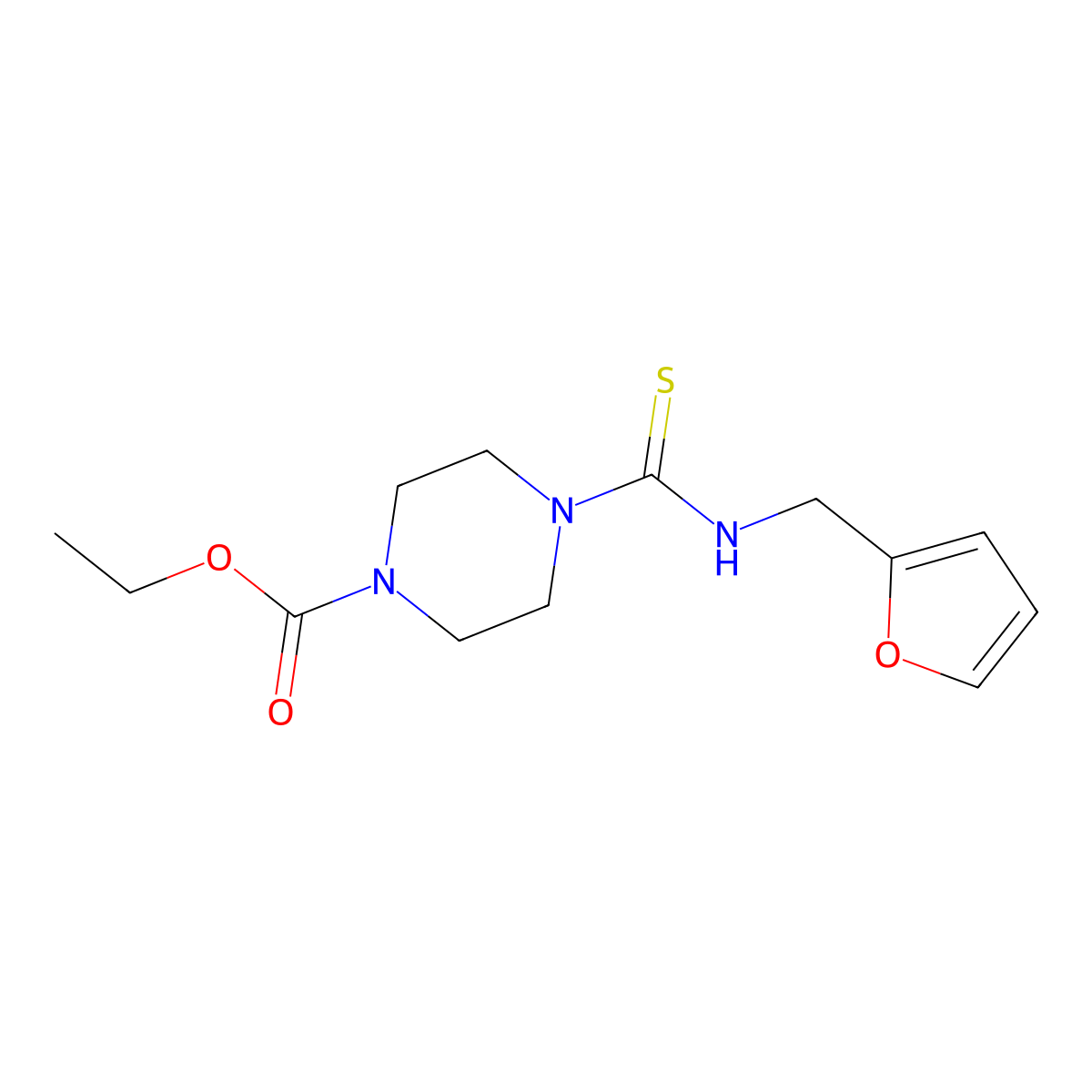 Ethyl 4-{[(2-furylmethyl)amino]thioxomethyl}piperazinecarboxylate molecular structure, CAS 708292-42-6