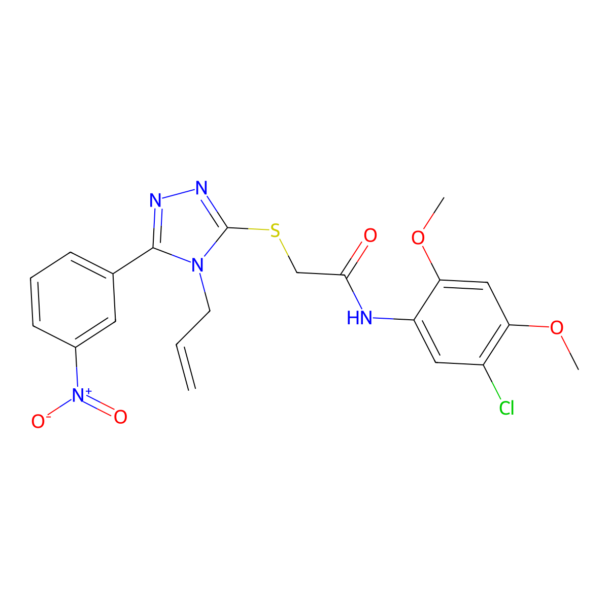 N-(5-chloro-2,4-dimethoxyphenyl)-2-[[5-(3-nitrophenyl)-4-prop-2-enyl-1,2,4-triazol-3-yl]sulfanyl]acetamide molecular structure, CAS 708292-51-7