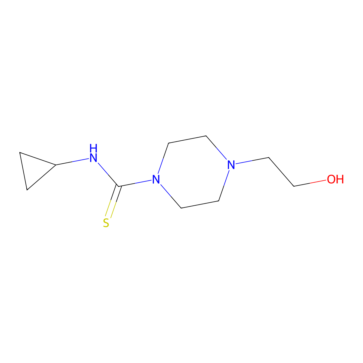 N-cyclopropyl-4-(2-hydroxyethyl)piperazine-1-carbothioamide molecular structure, CAS 708292-60-8