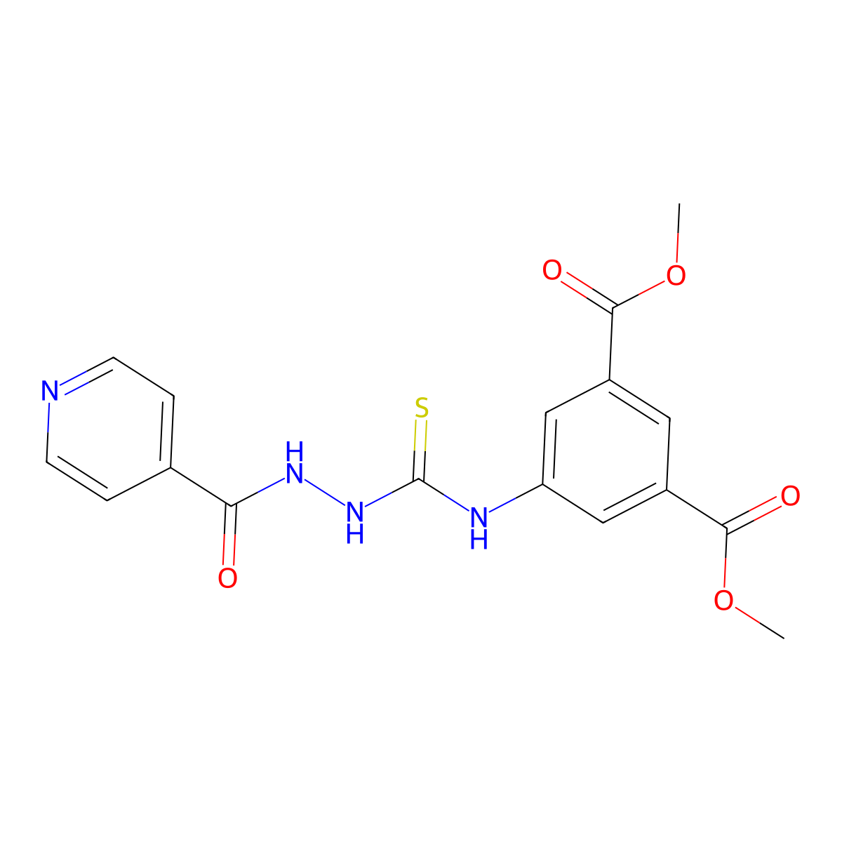 Dimethyl 5-({[2-(pyridin-4-ylcarbonyl)hydrazinyl]carbonothioyl}amino)benzene-1,3-dicarboxylate molecular structure, CAS 708292-64-2