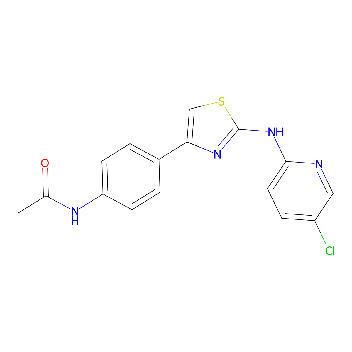 N-[4-[2-[(5-chloropyridin-2-yl)amino]-1,3-thiazol-4-yl]phenyl]acetamide molecular structure, CAS 708292-69-7