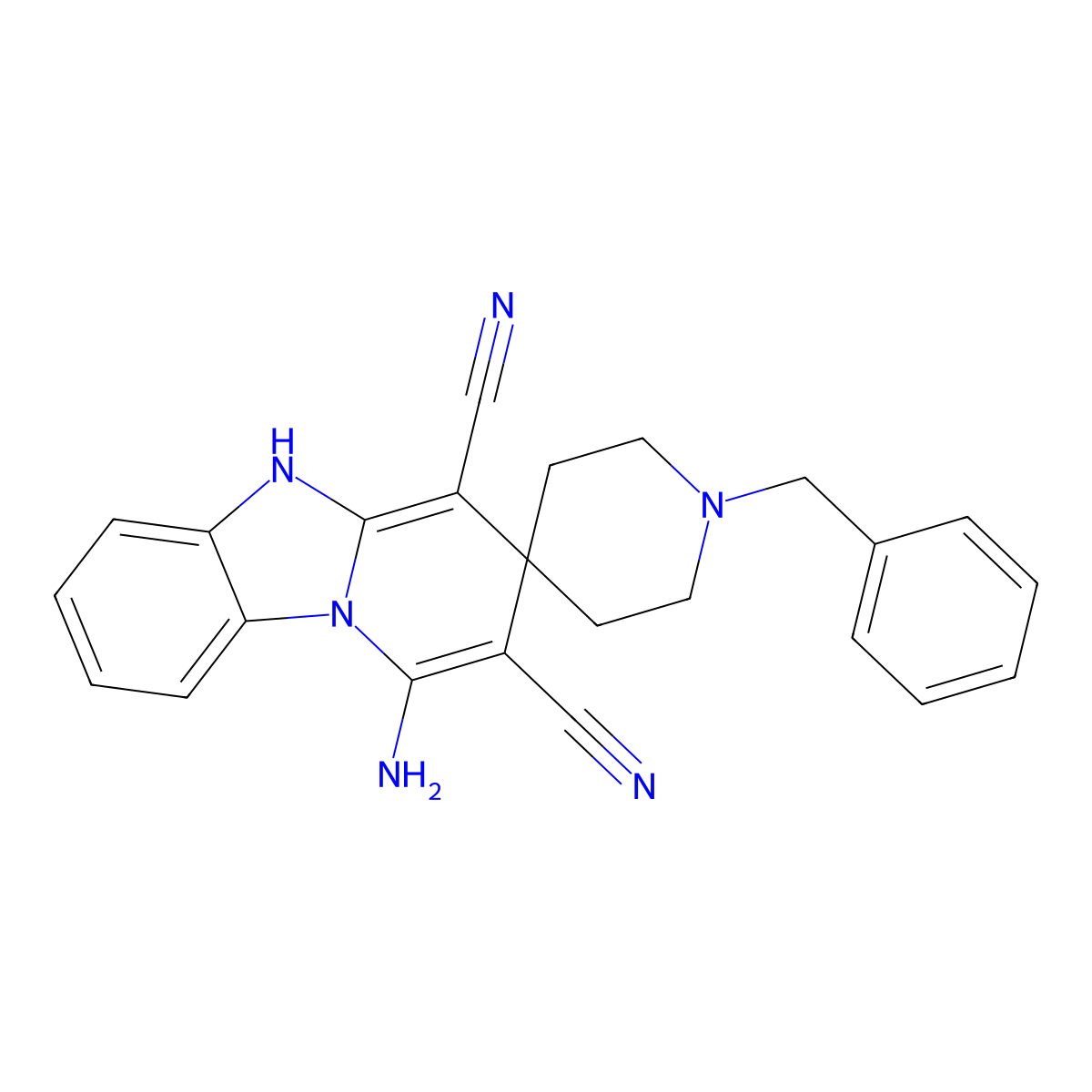 1'-amino-1-benzyl-5'H-spiro[piperidine-4,3'-pyrido[1,2-a]benzimidazole]-2',4'-dicarbonitrile molecular structure, CAS 708292-72-2