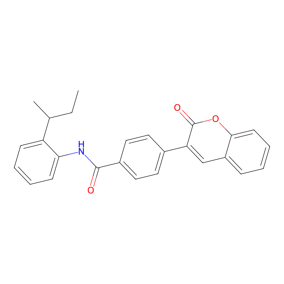 N-(2-butan-2-ylphenyl)-4-(2-oxochromen-3-yl)benzamide molecular structure, CAS 708292-75-5