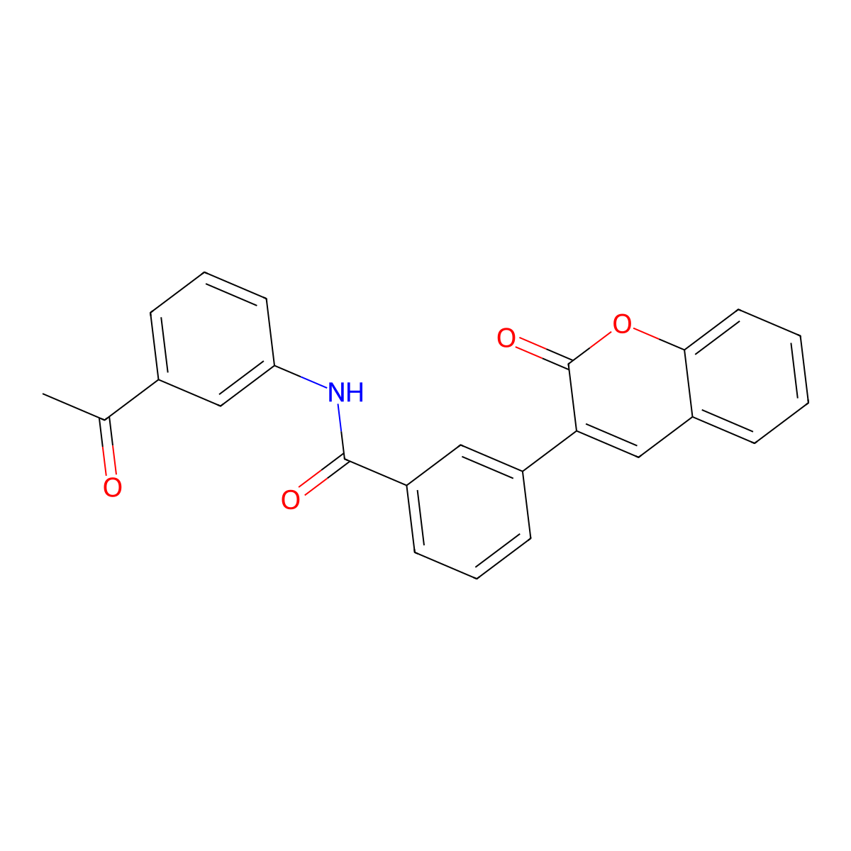 N-(3-acetylphenyl)-3-(2-oxochromen-3-yl)benzamide molecular structure, CAS 708292-76-6