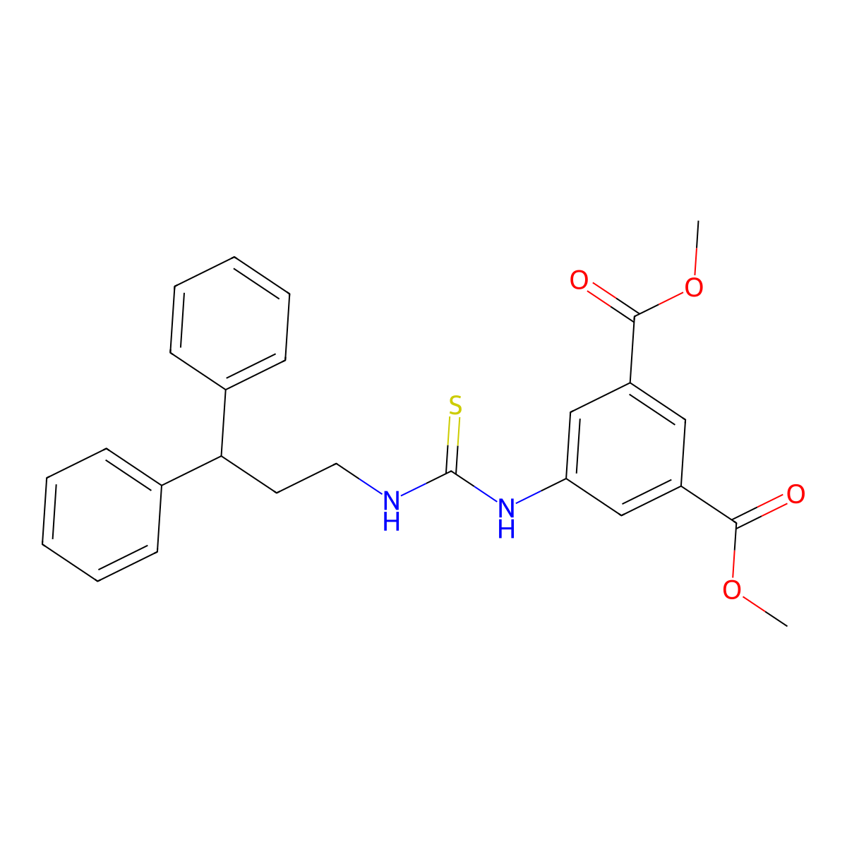Dimethyl 5-{[(3,3-diphenylpropyl)carbamothioyl]amino}benzene-1,3-dicarboxylate molecular structure, CAS 708292-78-8