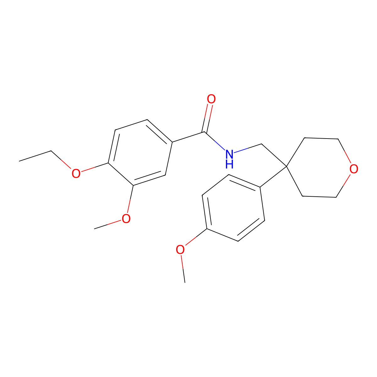 4-ethoxy-3-methoxy-N-[[4-(4-methoxyphenyl)oxan-4-yl]methyl]benzamide molecular structure, CAS 708292-84-6