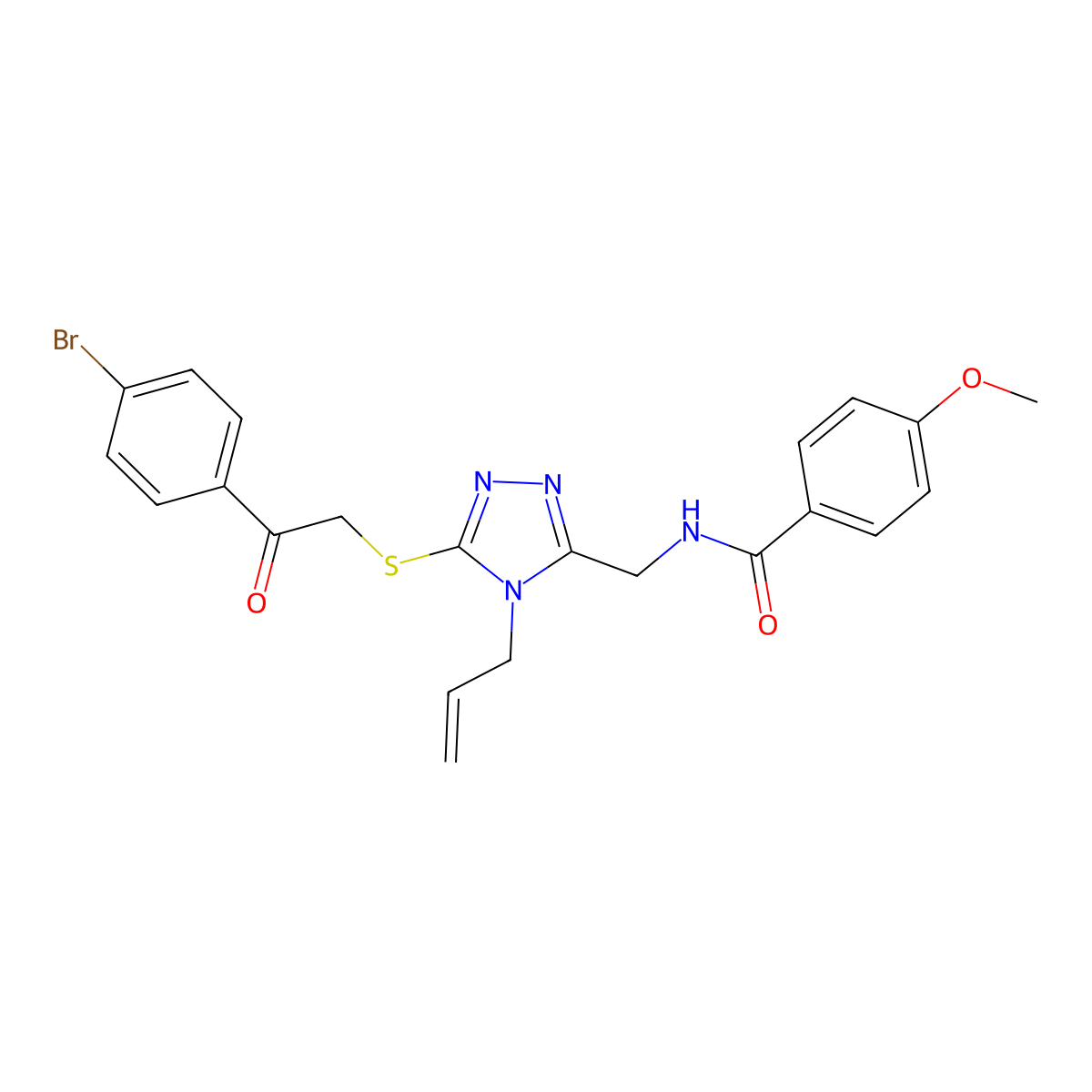 N-[[5-[2-(4-bromophenyl)-2-oxoethyl]sulfanyl-4-prop-2-enyl-1,2,4-triazol-3-yl]methyl]-4-methoxybenzamide molecular structure, CAS 708292-93-7