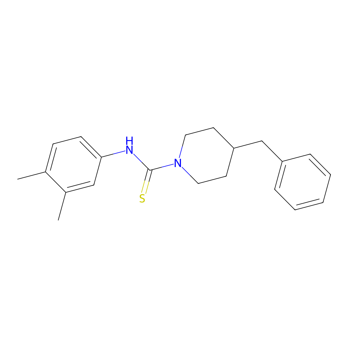 4-benzyl-N-(3,4-dimethylphenyl)piperidine-1-carbothioamide molecular structure, CAS 708292-94-8