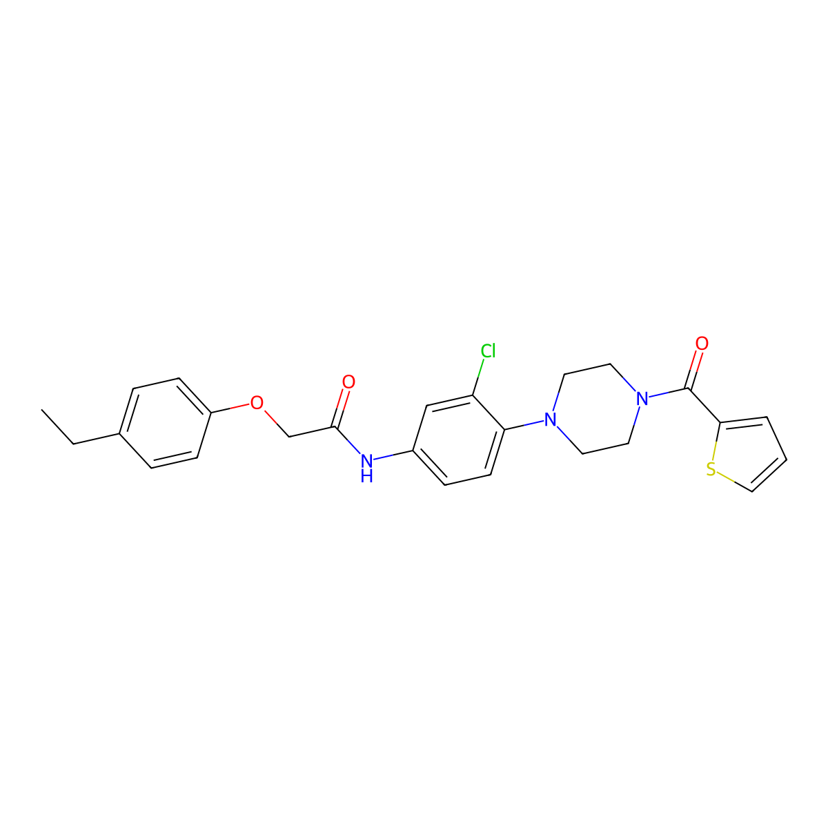 N-[3-chloro-4-[4-(thiophene-2-carbonyl)piperazin-1-yl]phenyl]-2-(4-ethylphenoxy)acetamide molecular structure, CAS 708292-99-3