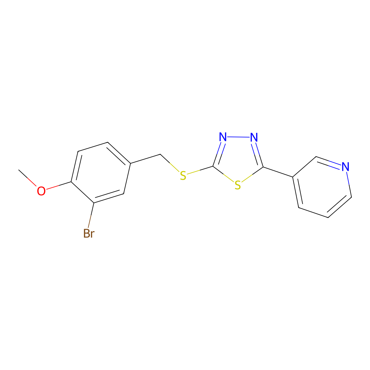 2-[(3-Bromo-4-methoxyphenyl)methylsulfanyl]-5-pyridin-3-yl-1,3,4-thiadiazole molecular structure, CAS 708293-01-0