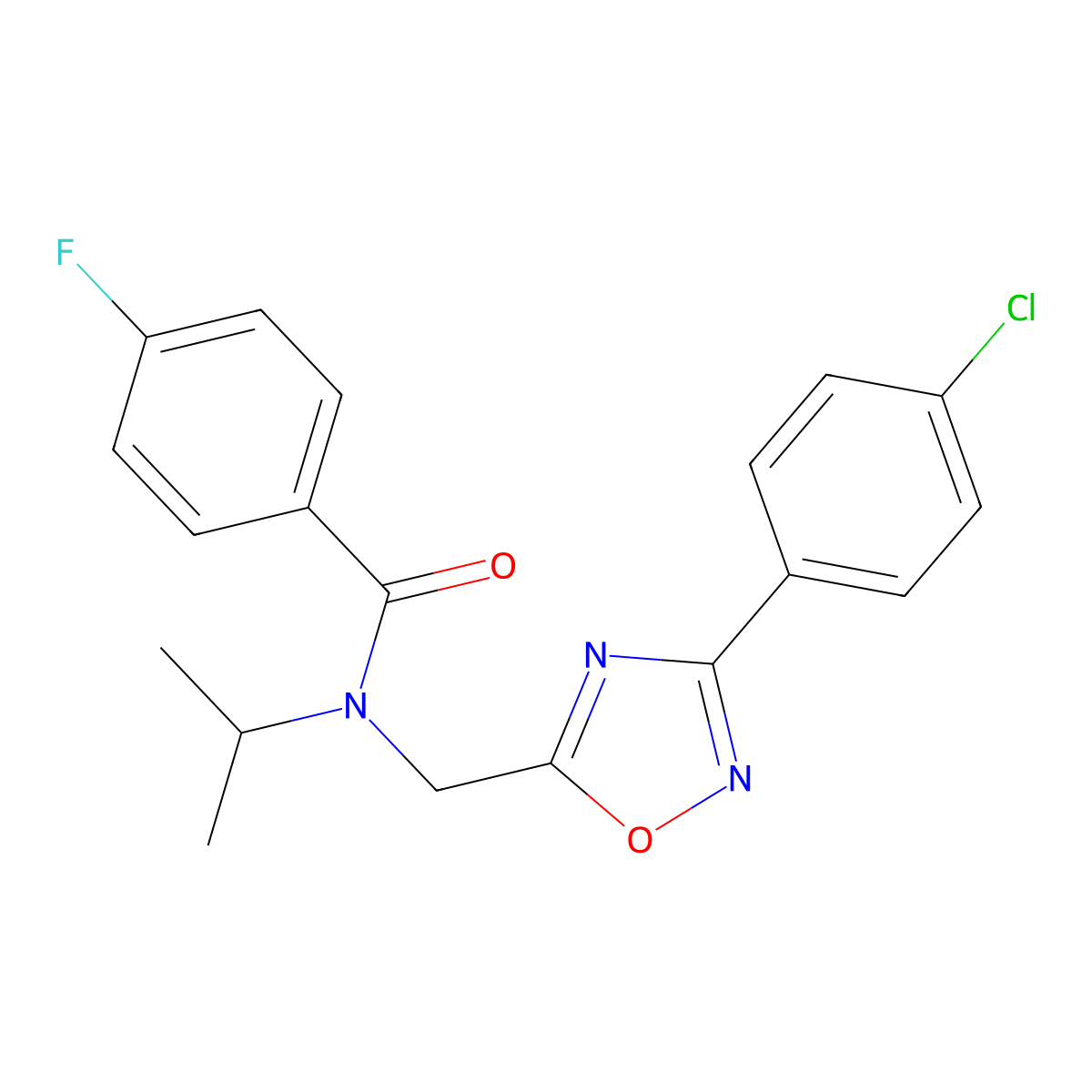 N-[[3-(4-chlorophenyl)-1,2,4-oxadiazol-5-yl]methyl]-4-fluoro-N-propan-2-ylbenzamide molecular structure, CAS 708293-03-2