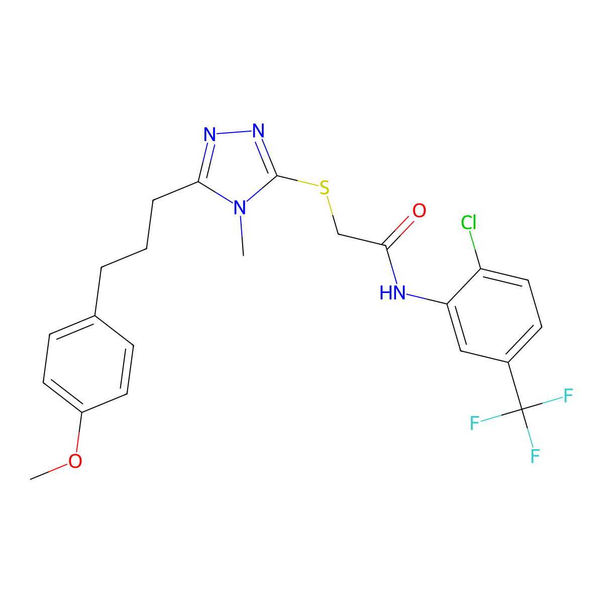 N-[2-chloro-5-(trifluoromethyl)phenyl]-2-[[5-[3-(4-methoxyphenyl)propyl]-4-methyl-1,2,4-triazol-3-yl]sulfanyl]acetamide molecular structure, CAS 708293-24-7
