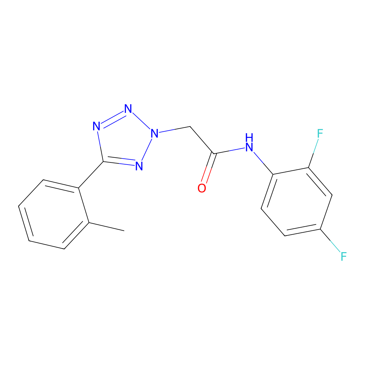 N-(2,4-difluorophenyl)-2-[5-(2-methylphenyl)tetrazol-2-yl]acetamide molecular structure, CAS 708293-30-5