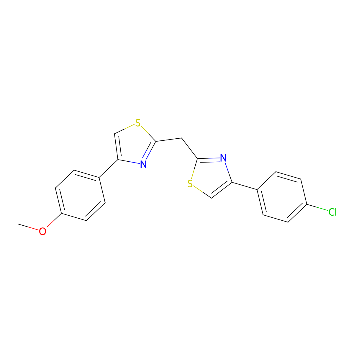 2-{[4-(4-Chlorophenyl)-1,3-thiazol-2-YL]methyl}-4-(4-methoxyphenyl)-1,3-thiazole molecular structure, CAS 708293-35-0
