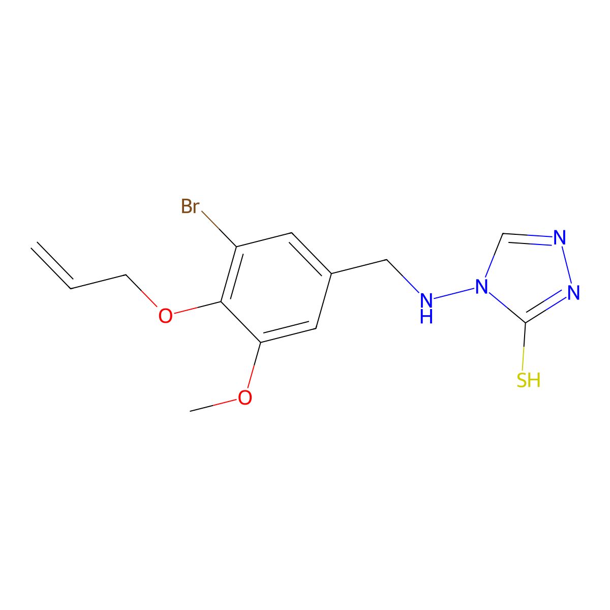 4-{[4-(allyloxy)-3-bromo-5-methoxybenzyl]amino}-4H-1,2,4-triazol-3-ylhydrosulfide molecular structure, CAS 708293-45-2