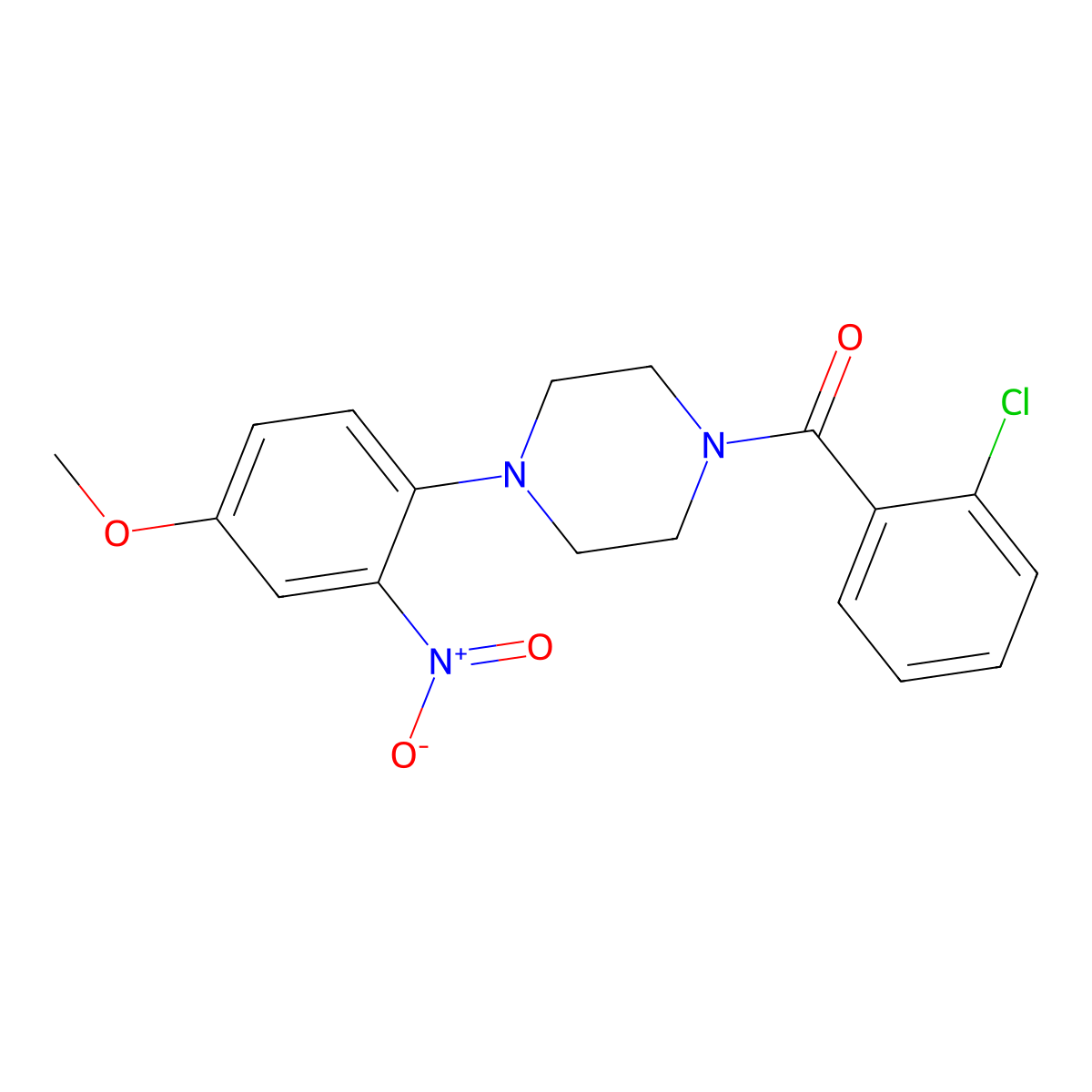 (2-Chlorophenyl)-[4-(4-methoxy-2-nitrophenyl)piperazin-1-yl]methanone molecular structure, CAS 708293-62-3