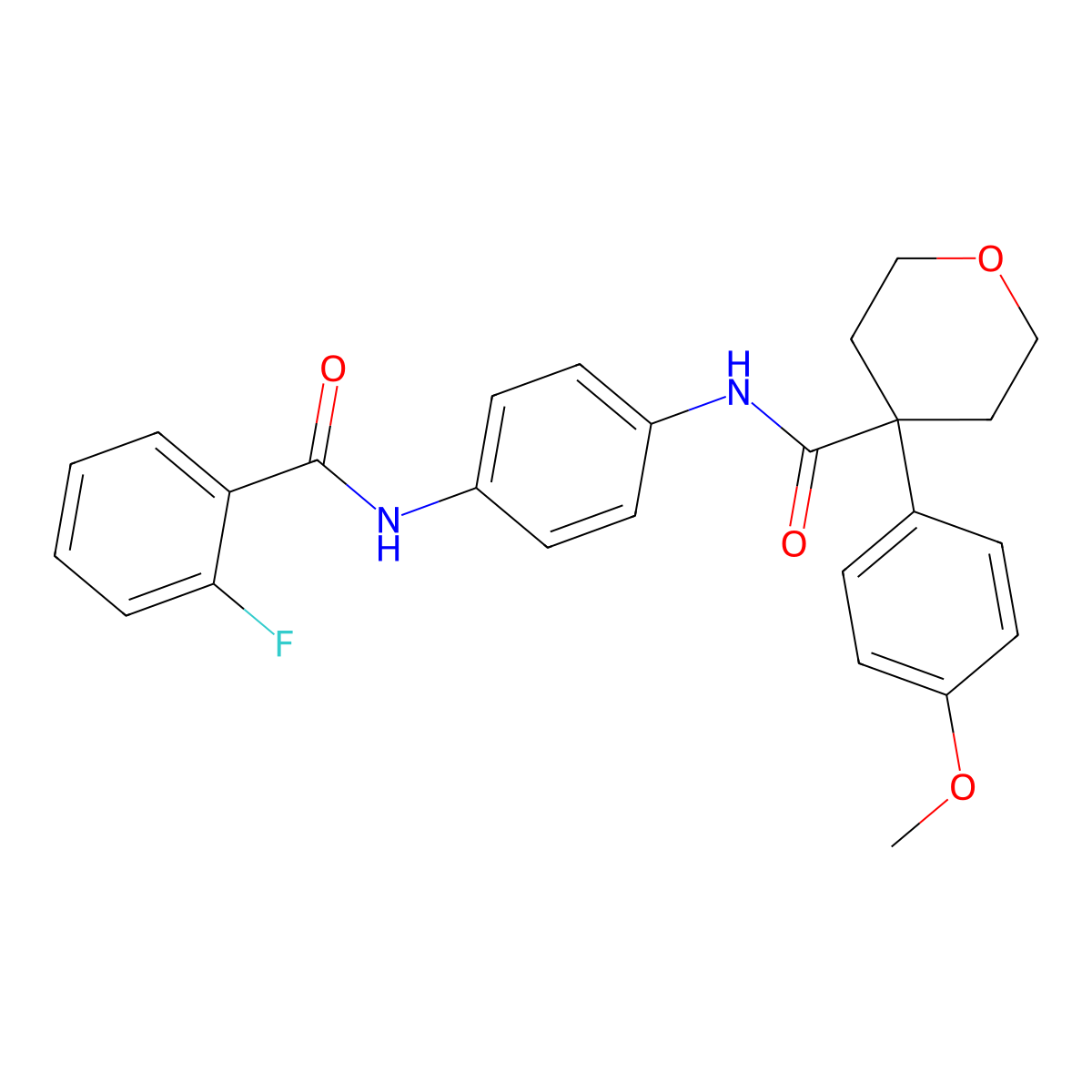 N-[4-[(2-fluorobenzoyl)amino]phenyl]-4-(4-methoxyphenyl)oxane-4-carboxamide molecular structure, CAS 708293-70-3
