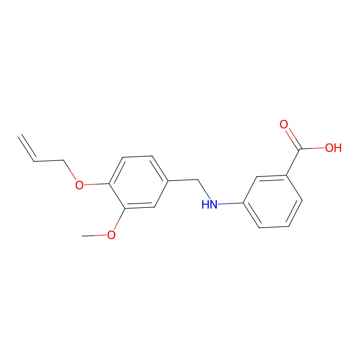 3-{[3-Methoxy-4-(prop-2-en-1-yloxy)benzyl]amino}benzoic acid molecular structure, CAS 708293-75-8