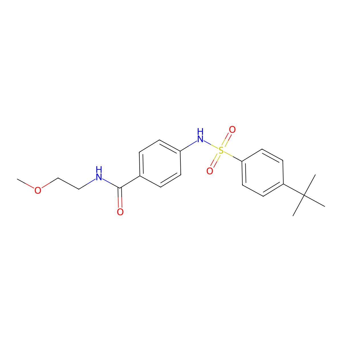 4-(4-tert-butylbenzenesulfonamido)-N-(2-methoxyethyl)benzamide molecular structure, CAS 708293-78-1