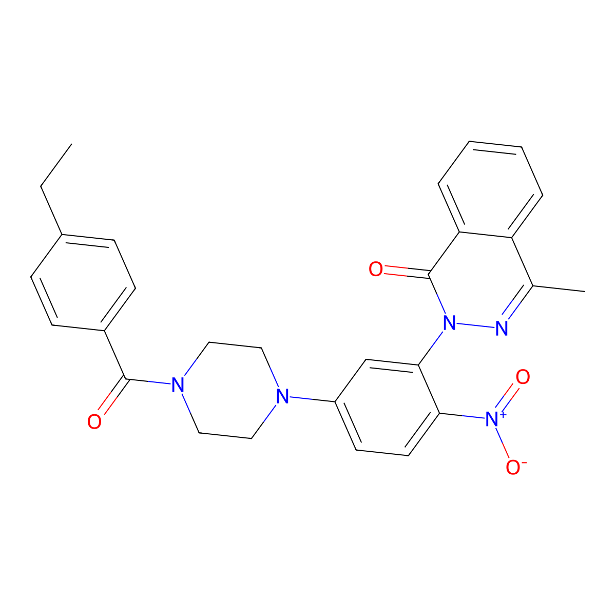 2-[5-[4-(4-Ethylbenzoyl)piperazin-1-yl]-2-nitrophenyl]-4-methylphthalazin-1-one molecular structure, CAS 708293-95-2