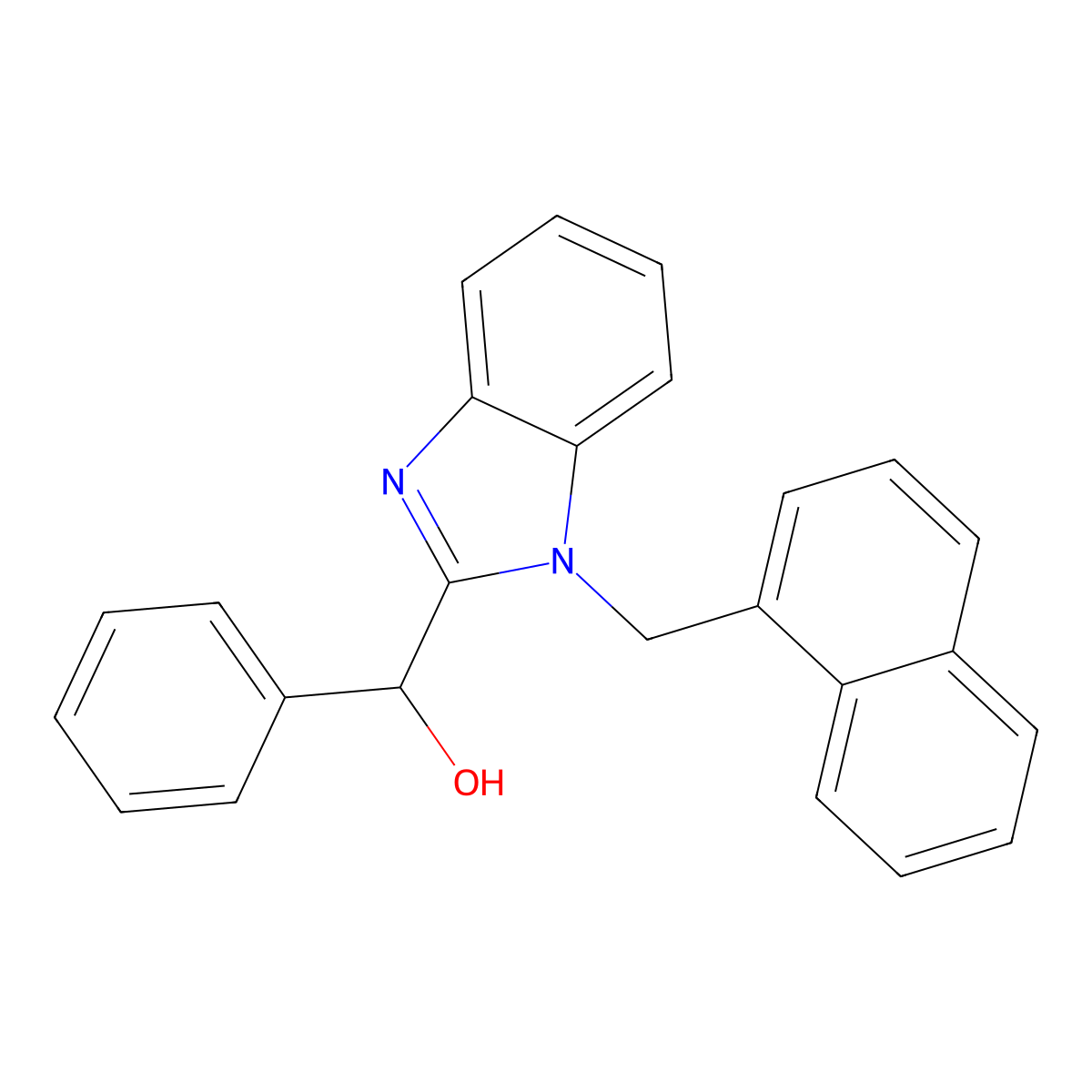 1H-1,3-Benzimidazole-2-methanol, 1-(1-naphthalenylmethyl)-alpha-phenyl- molecular structure, CAS 708293-96-3